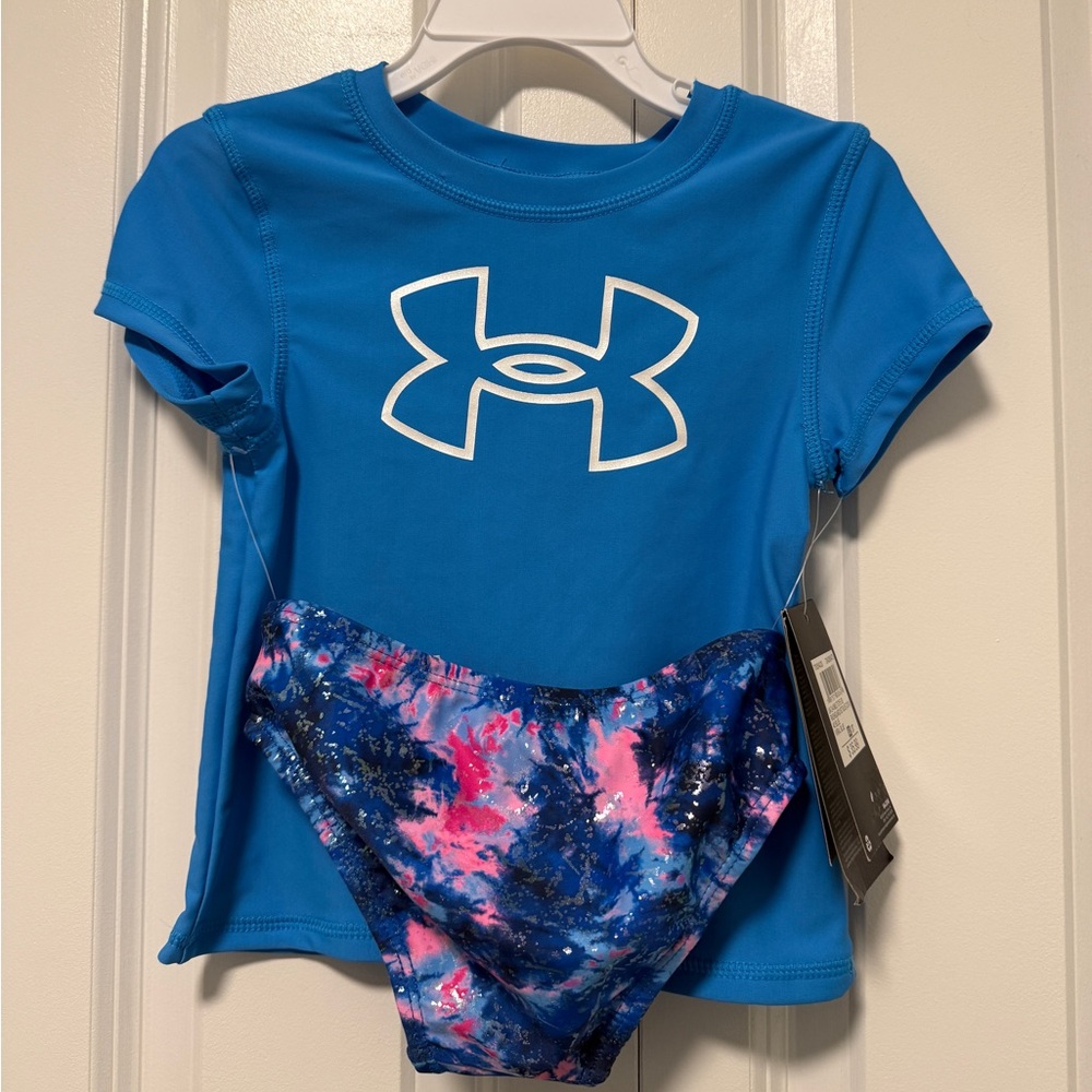 3T Under Armour Blue Girls Rash Guard swim set